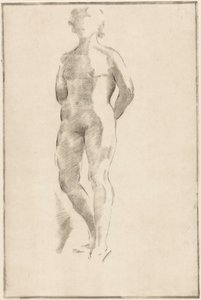 Stehende, nackte Frau mit Händen auf dem Rücken von Philippus de Groot (signed by artist)