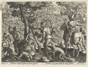 Hasenjagd
Jagdszenen (Serientitel)
In quibus omne genus venationis, aucupij, piscatusque (Serientitel)