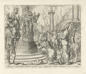 Judith zeigt dem Volk den Kopf von Holofernes von Philips Galle