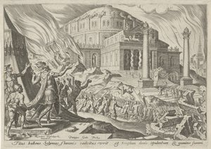 Zerstörung Jerusalems durch Kaiser Titus von Philips Galle