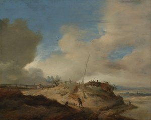 Dünenlandschaft mit einem Signalposten von Philips Wouwerman