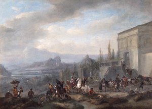 Die Abreise einer Falkenjagdgesellschaft, nach c.1650