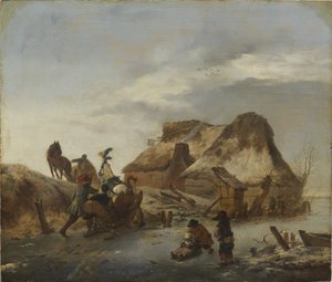 Ein Adliger im Schlitten auf dem Eis von Philips Wouwermans or Wouwerman