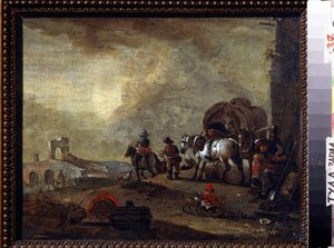 Reisende auf dem Weg von Philips Wouwermans or Wouwerman