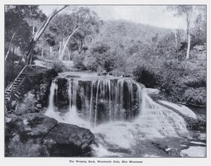 Der Weeping Rock, Wentworth Falls, Blue Mountains (s/w Foto)