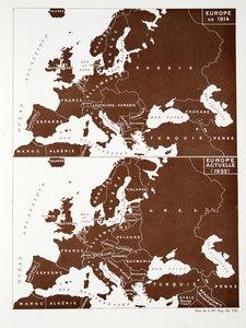 Karte von Europa 1914 und Europa 1932, aus Histoire de la Troisieme Republique, Bd. I, l