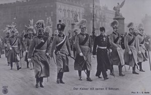 Kaiser Wilhelm II. von Deutschland und seine sechs Söhne in Militäruniform von Photographer German