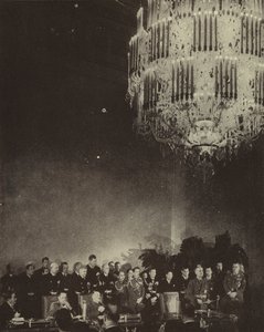 Unterzeichnung des Dreimächtepakts zur Bildung der Achse Japan, Nazideutschland und faschistisches Italien in der Reichskanzlei, Berlin, Zweiter Weltkrieg, 27. September 1940 von Photographer German