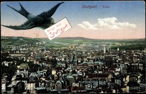 Stuttgart, Stadtansicht mit Schwalbe von Photographer German