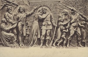 Der Abschied, Relief am Nationaldenkmal, Denkmal zur Erinnerung an die Vereinigung Deutschlands, Rüdesheim am Rhein, Hessen