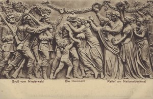 Die Heimkehr, Relief am Nationaldenkmal, Denkmal zur Erinnerung an die Vereinigung Deutschlands, Rüdesheim am Rhein, Hessen