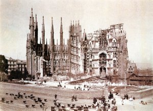 Ansicht der Sagrada Familia, Barcelona, ca. 1900 von Photographer Spanish