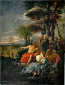 Johannes der Täufer predigt in der Wüste von Pier Francesco Mola