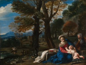 Die Rast auf der Flucht nach Ägypten, ca. 1645 von Pier Francesco Mola