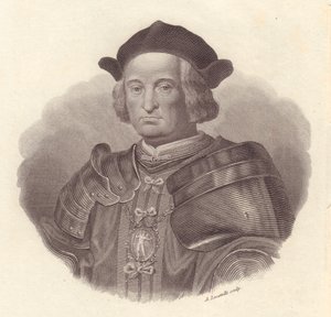 Porträt des italienischen Militärführers und Politikers Gian Giacomo Trivulzio (1440-1518), Kupferstich von Locatelli