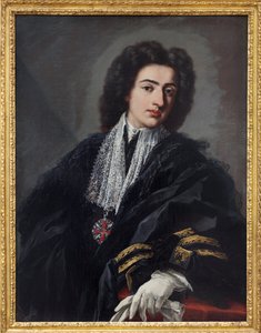 Porträt von Carlo Albani. Gemälde von Pier Leone Ghezzi (1674-1755), um 1708. Italienische Kunst des 18. Jahrhunderts. Staatsgalerie, Stuttgart (Deutschland). von Pier Leone Ghezzi
