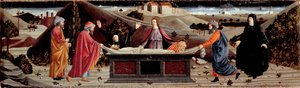 Polyptychon der Barmherzigkeit: um den Körper Jesu Christi: Heiliger Johannes, die Jungfrau Maria, Heilige Maria Magdalena, Heiliger Joseph von Arimathäa und Heiliger Nikodemus