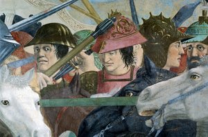 Detail aus Die Legende vom Wahren Kreuz, zeigt die Schlacht von Heraklius I. von Byzanz gegen Chosroes II.