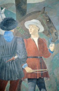 (Detail) Die Legende vom Wahren Kreuz: Anbetung des Holzes und Begegnung der Königin von Saba und König Salomo von Piero della Francesca