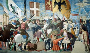 Detail aus Die Legende vom Wahren Kreuz, zeigt die Schlacht von Heraklius I. von Byzanz gegen Chosroes II. (Detail) von Piero della Francesca