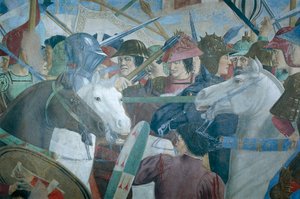 Detail aus der Legende vom Wahren Kreuz: Schlacht von Heraklius I. von Byzanz gegen Chosroes II. von Piero della Francesca