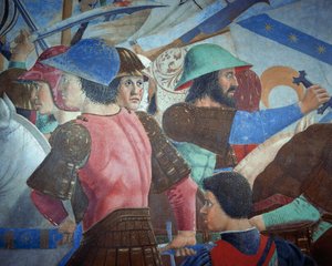 Detail aus der Legende vom Wahren Kreuz: Schlacht von Heraklius I. von Byzanz gegen Chosroes II.