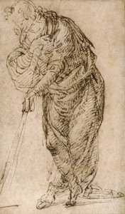 Stehende Figur, die sich auf einen Stab stützt von Piero di Cosimo