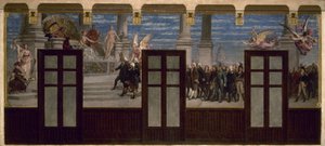 Skizze für das Rathaus des 20. Arrondissements: Die großen Männer der Revolution vor dem Gericht der Nachwelt