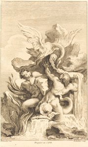 Zwei Tritonen und ein Schwan von Pierre Alexandre Aveline after François Boucher