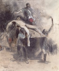 Männer tragen eine Leiche weg, 23. Februar 1848 von Pierre Andrieu