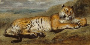 Ruhender Tiger, ca. 1830 von Pierre Andrieu
