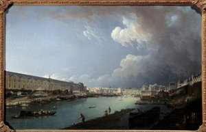 Ansicht des Louvre und der Île de la Cité vom Pont Royal von Pierre Antoine Demachy