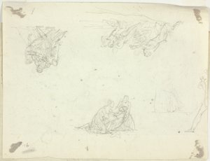 Blatt mit Skizzen: Gruppen von Figuren