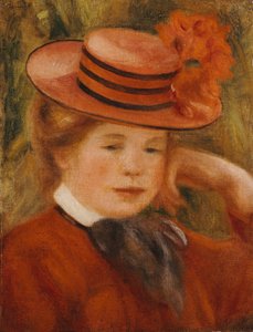 Ein junges Mädchen mit rotem Hut, 1899 von Pierre Auguste Renoir