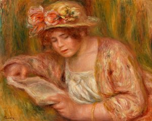 Andrée mit Hut, lesend von Pierre Auguste Renoir
