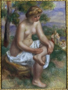 Badende, die in einer Landschaft sitzt, genannt Eurydike