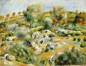 Bretagne Landschaft mit Bäumen und Felsen von Pierre Auguste Renoir