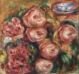 Komposition mit Rosen und einer Tasse Tee von Pierre Auguste Renoir