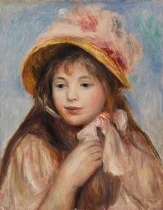 Mädchen mit rosa Haube von Pierre Auguste Renoir