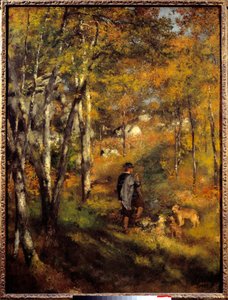 Jules Lecoeur und seine Hunde im Wald von Fontainebleau. Gemälde von Pierre Auguste Renoir (1841-1919)