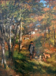 Der Maler Jules Le Coeur und seine Hunde im Wald von Fo
