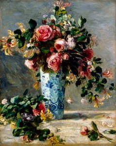 Rosen und Jasmin in einer Delfter Vase, 1880-1881
