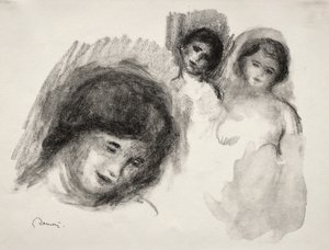 Stein mit drei Skizzen von Pierre Auguste Renoir