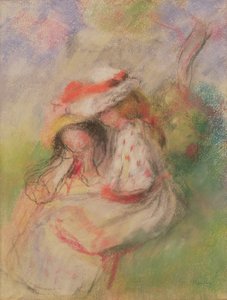 Zwei junge Mädchen im Garten, ca. 1885