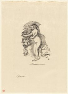 Frau mit Weinrebe von Pierre Auguste Renoir