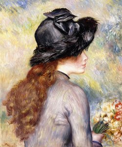 Junges Mädchen mit einem Strauß Tulpen, ca. 1878 von Pierre Auguste Renoir