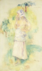 Junge Bäuerin isst einen Apfel von Pierre Auguste Renoir