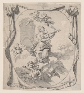 Die heilige Cäcilia auf Wolken von Engeln getragen, 1696 von Pierre Berchet