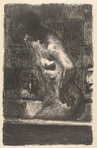 Stehende nackte Frau wäscht sich in der Badewanne von Pierre Bonnard