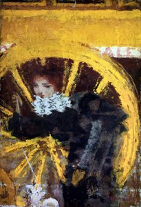 Der Omnibus Junge Frau und ihr Hund in der Nähe der Räder einer Kutsche von Pierre Bonnard